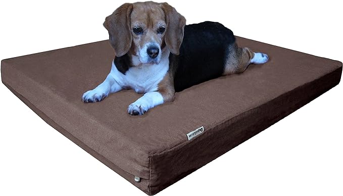 Dogbed4less Ultimate Memory Foam Dog Bed, Orthopedic Joint Relief for Small Medium to Extra Large Dogs with Waterproof Liner and Durable Machine Washable Pet Bed Cover, Denim Brown, 41x27x4 Inch by Dogbed4less