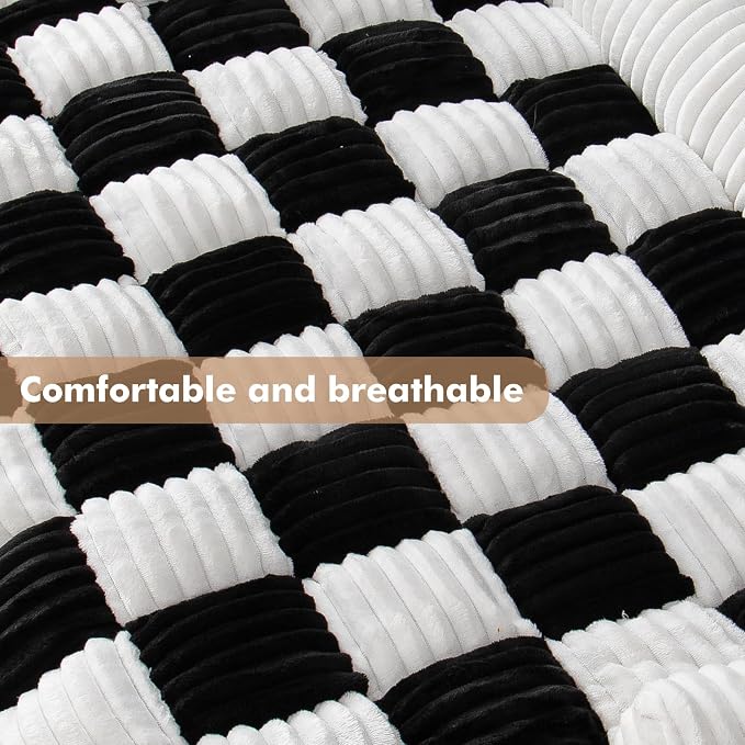 TOPCHANCES Dog Couch Covers, Thickened Quilted Plaid Funny Fuzzy Pet Sofa Mat Dog Cover Protector for Large Dogs (Black, 30x30 inch) - Image 3