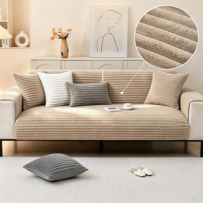 Waterproof Couch Cover for Dogs, Sofa Covers Washable & Non-Slip, Soft Dog Bed Blanket Protector for Sectional, Loveseat, Living Room Furniture (Khaki, 23.62"x 23.62" 2 Pack) - Image 3