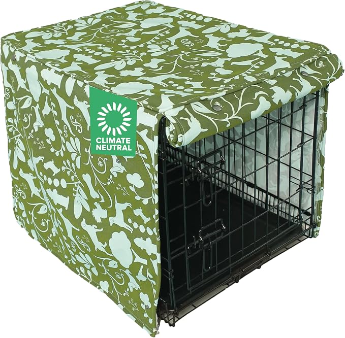 Molly Mutt Amarillo by Morning Dog Crate Cover, 100% Cotton Canvas Cover with 2 Roll-Up Panels, Ideal for Dog or Cat Crate, Durable, Washable, and Free of Harmful Chemicals, 42" x 28" x 31" by MollyMutt