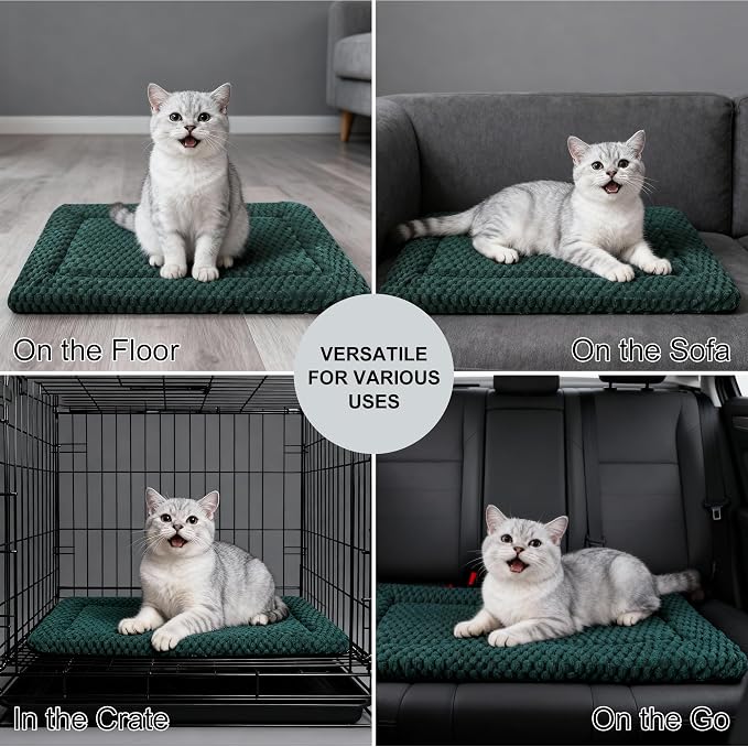 Dog Bed Mat - Dog Crate Pad - Reversible Mat for Pet Comfort - Soft Bed Crate Pads for All Seasons - Durable, Machine Washable Mat for Crates, Travel, and Home (Dark Green, 18" L*14" W*1.5" Th) - Image 6