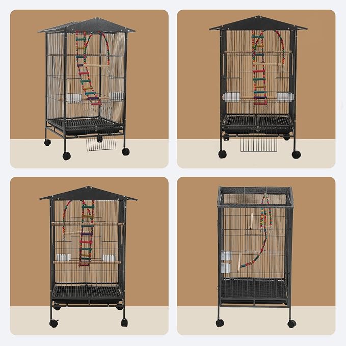 Large Parakeet Cage,Small Bird Cage,Cockatiel Cage for Birds with Covers,Parrot Cage Accessories for Finch,Cockatiels,Conure Bird,Budgie,Pigeon,Canary,Lovebird,Quaker (Meduim Birdcage) - Image 9
