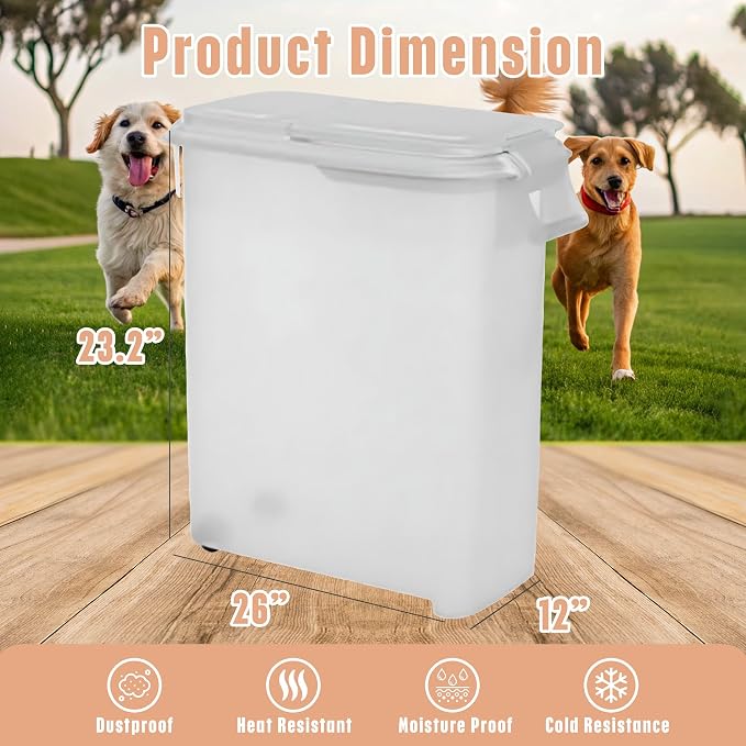 Buddeez Airtight Pet Food Storage Container - 50 QT Capacity Dog Food Storage Container - Cat Food Container, Bird Seed Storage Container, Rolling Storage Bin, Air Tight with White Lid - Image 6