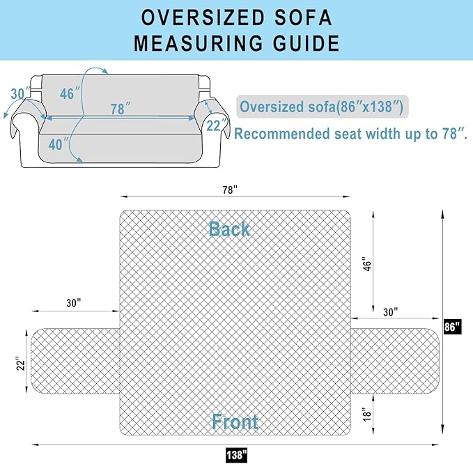Reversible Oversized Sofa Covers, XL Sofa, Brown/Beige | Couch Cover Furniture Protector for Dogs Elastic Straps Water Repellent Furniture for 4 Cushion Couch - Image 7