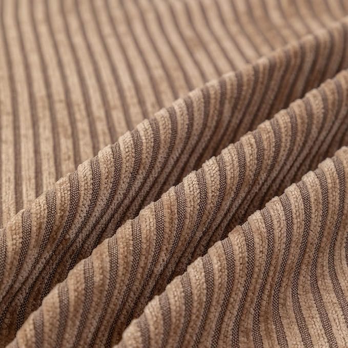 VClife Boho Couch Cover, Thickened Furniture Protector, Khaki, 71"X134" | Heavy-duty Pet Resistant Thick Chenille Fabric, Modern Striped Pattern, Fluffy Pom-pom Trim, Kids & Pets Household Friendly - Image 8