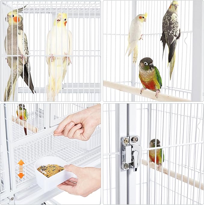 Yaheetech Stackable Divided Breeder Breeding Parakeet Bird Cage for Canaries Cockatiels Lovebirds Finches Budgies Small Parrots with Rolling Stand, White - Image 5
