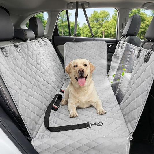 Dog Car Seat Cover, 600D Heavy Dute Car Seat Cover for Dogs Pets, 100% Waterproof Anti-Scratch Nonslip Dog Hammock for Cars, Seat Covers Protector with SeatBelt for Sedan SUV Truck Standard Gray by Victoper