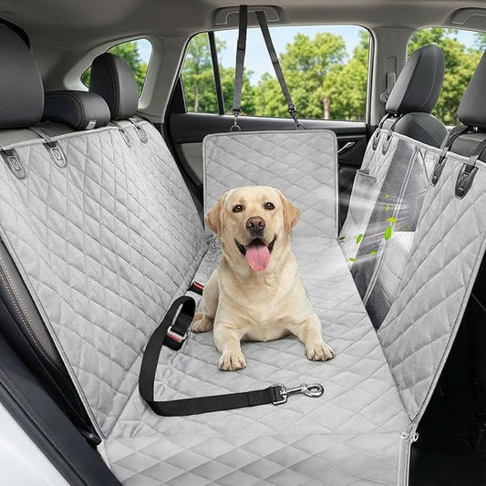 Victoper Dog Car Seat Cover, 600D Heavy Dute Car Seat Cover for Dogs Pets, 100% Waterproof Anti-Scratch Nonslip Dog Hammock for Cars, Seat Covers Protector with Seatbelt for Sedan SUV Truck XL Gray by Victoper