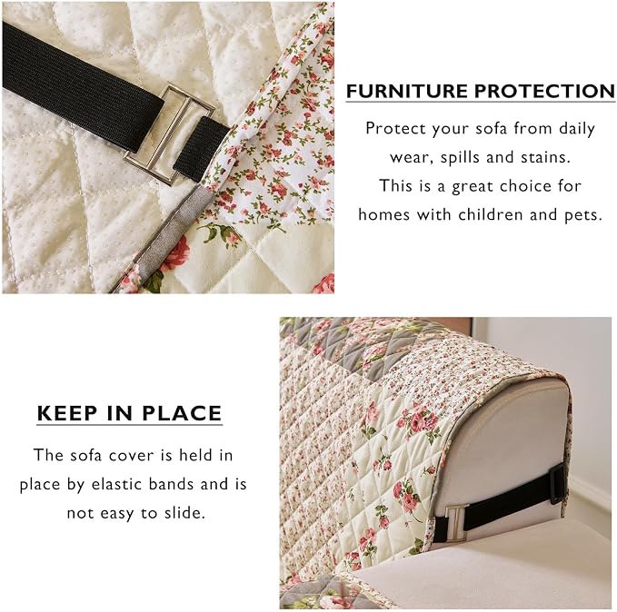 Cmfshape Skidproof Sofa Cover-Yellow Sofa Slipcover with Elastic Straps-Easy Fit Slip Cover-Patchwork Washable Furniture Protector for Pets and Kids(Loveseat,Yellow) - Image 6