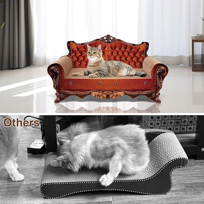 COOZMENT Sofa Shaped Scratching Couch,Thick Scratching Cardboard, Lounge Bed for Indoor Rest&Play, Sofa Scratcher Pad (21.2" L X 12.2 "W X 11.8" H) - Image 4