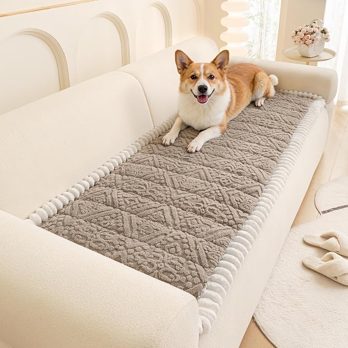 Vaukki Coffee Pet Couch Cover for Dog, 27.6''x70.9'' Sofa Cover Protector | Washable Soft Non Slip Sofa Slipcover for 3 Cushion Couch, Fuzzy Sofa Pad Pet Friendly Dog Bed Mat for Couches by Vaukki