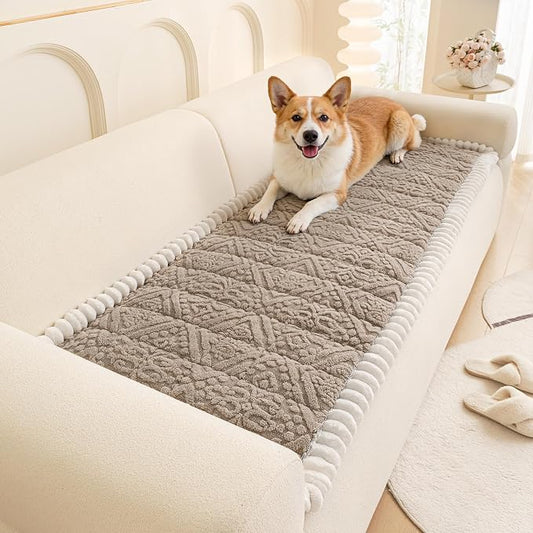Vaukki Coffee Pet Couch Cover for Dog, 27.6''x70.9'' Sofa Cover Protector | Washable Soft Non Slip Sofa Slipcover for 3 Cushion Couch, Fuzzy Sofa Pad Pet Friendly Dog Bed Mat for Couches by Vaukki