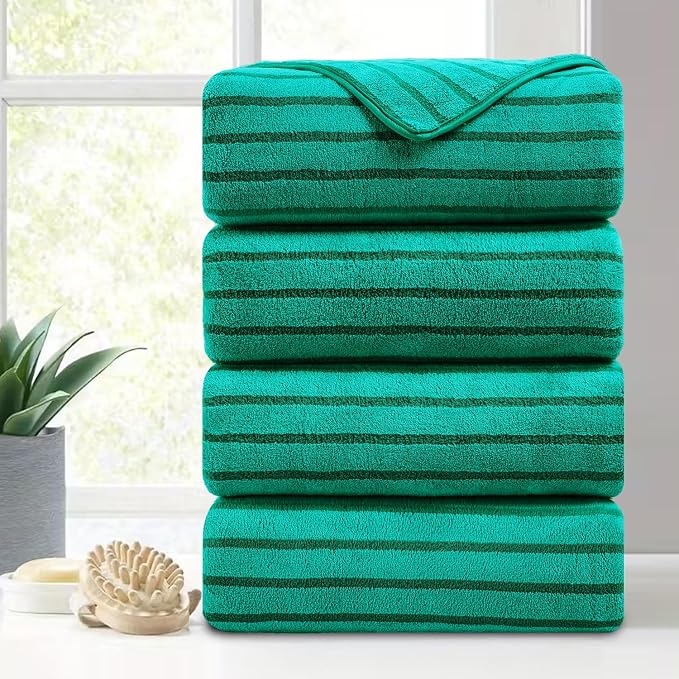 Mistyrose Bath Towels,4 Pack 35"x70" Large Bath Towels Microfiber Absorbent XL Bath Sheets Super Soft Towels for Bathroom Quick Dry Oversized Shower Towels for Family Hotel Spa Gym(Emerald Green) by Mistyrose