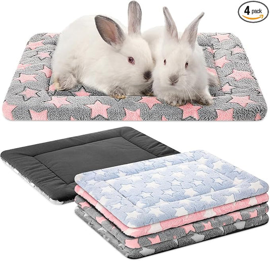 VitalCozy 4 Pcs Dog Crate Pads, Ultra Soft Warm Washable Anti-Slip Kennel Bed Mat for Pets, Reversible, Replaceable, Cage Liner for Small Medium Large Dogs and Cats(18 x 14 x 1.6 Inch,Star,Colorful) by VitalCozy