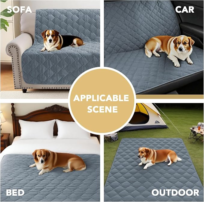H.VERSAILTEX Couch Cover Chenille Pet Fuzzy Sofa Covers for 3 Cushion Couch and Bed Anti Slip Washable Sofa Slipcovers Soft Couch Protector Cover for Dogs Cats Kids(68" x 82", Stone Blue) - Image 5