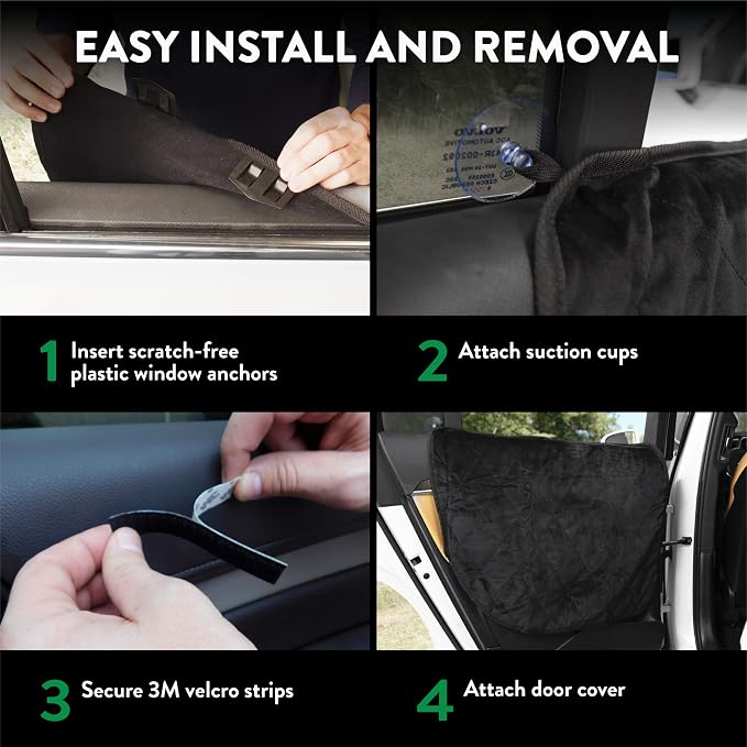 Plush Paws Products Premium Car Door Protector | Washable & Waterproof Interior Door Cover for Car, Truck, & SUV | One Size Fits Most Nonslip, Tear Resistant Door Guard | Set of 2 Black - Image 3