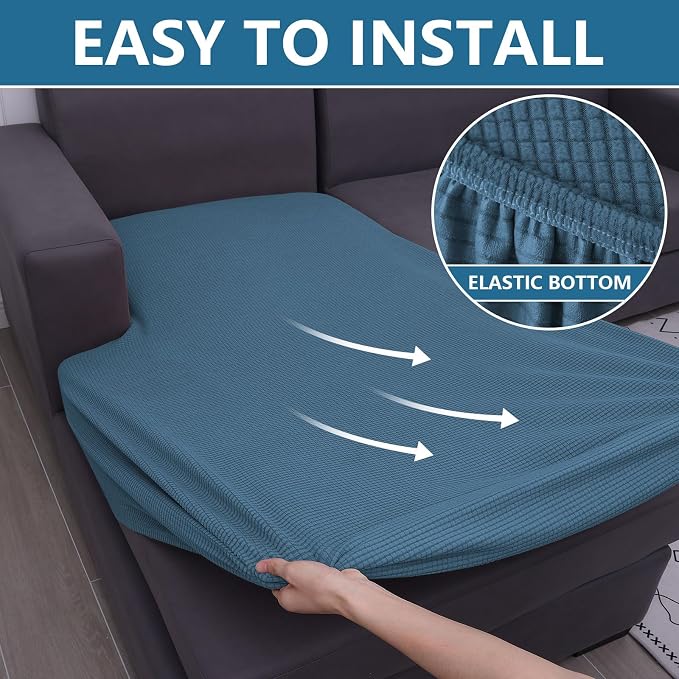 hyha Waterproof Sectional Couch Covers, Non Slip Sofa Cushion Covers | L Shape Sectional Fit, Stretch Jacquard Fabric, Elastic Bottom, Waterproof Protection (1 Piece for Chaise) - Image 8