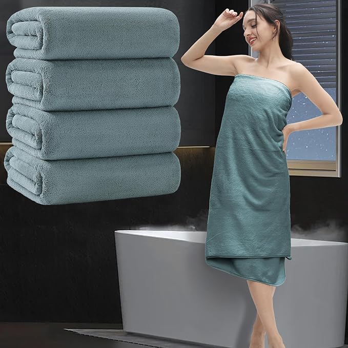 Extra Large Bath Sheet 4 Piece (35"x70")-Ultra Soft Oversized Bath Towel,Bath Sheet Set for Bathroom Hotel,Highly Absorbent Quick Dry Shower Towel Set for Adults,Bathroom Towel-Pine Green by MAGGEA