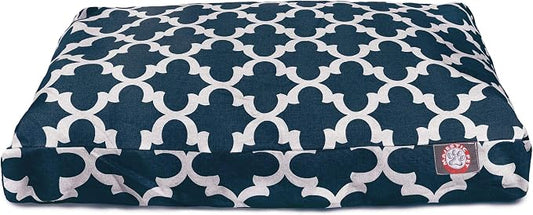 Navy Trellis Medium Rectangle Indoor Outdoor Pet Dog Bed With Removable Washable Cover By Majestic Pet Products by MajesticPet