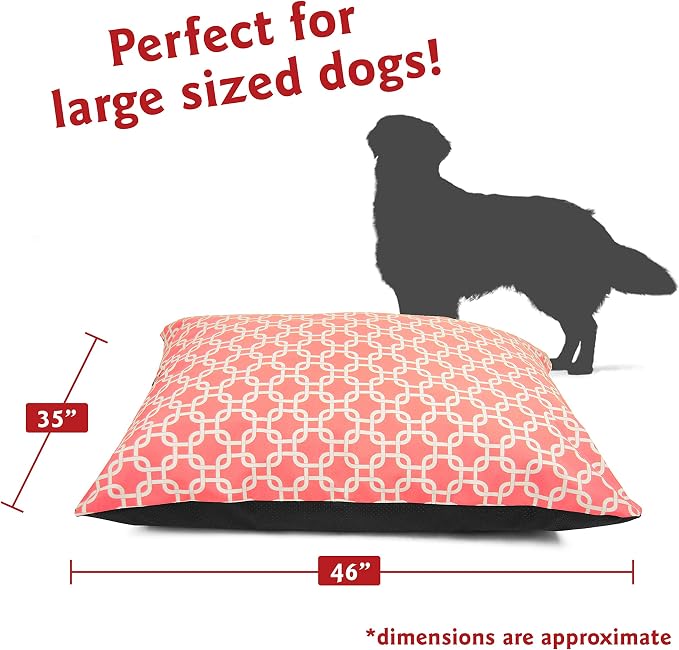 Majestic Pet Large Rectangle Dog Bed Washable Non Slip Comfy Bed - 46 x 35 Inch, Links Coral - Image 2