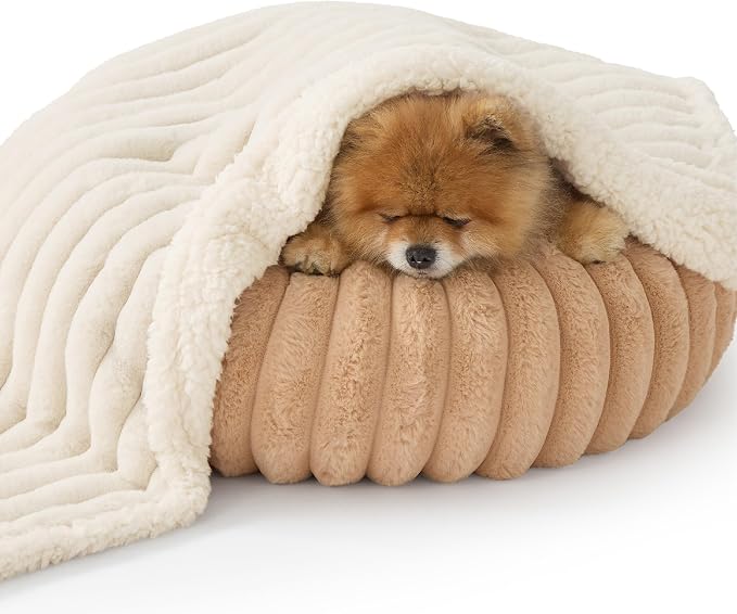 Bedsure ComfyFleece™ Waterproof Dog Blankets for Small Dogs,25x35 Cream | Soft Plush Puppy Cat Blanket, Washable Corduroy Fleece,Cozy Calming Reversible Furniture Protector Indoor for Pet Kitten - Image 9