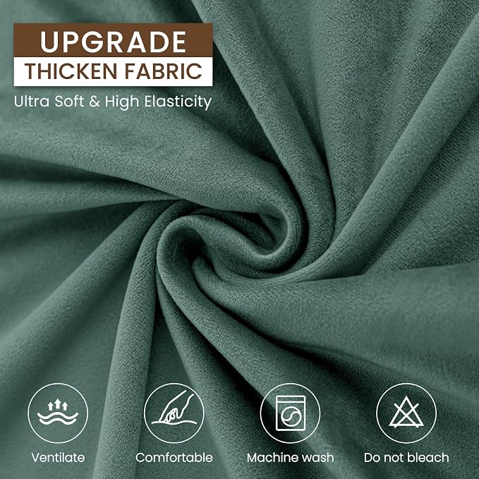 XINEAGE 4-Piece Velvet Oversize Sofa Cover,Couch Covers for Dog,Light Green | 3 Cushion Large Sofa,Stretch Non-slip Elastic, Pet-friendly, Washable, Fast Setup, Soft Plush Fabric, Furniture Protector. - Image 5