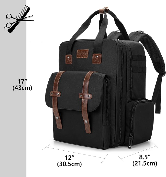 BAFASO Large Capacity Barber Case, Travel Hairdresser Bag, Black | Holds Various Hair Cutting Tools. - Image 7