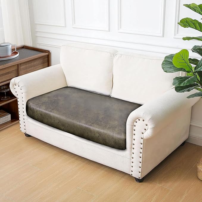 ANARACHON Leather Look Couch Cushion Covers Sofa Seat Slipcovers Sets Couches Furniture Protector for Sectional Armchair Loveseat Pets Kids Stretch Spandex Fabric (1 Cushion Loveseat, Yellow) - Image 7