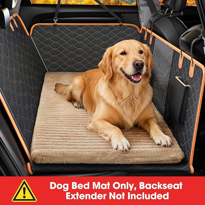 FURTIME Backseat Pet Bed Mat, Non-Slip Washable Dog Bed for Car Back Seat | Travel Pet Mat with Removable Cover, Dog Seat Covers Protector Fit for Backseat Extenders and Trucks SUVs, 54"x 24.8", Brown - Image 2