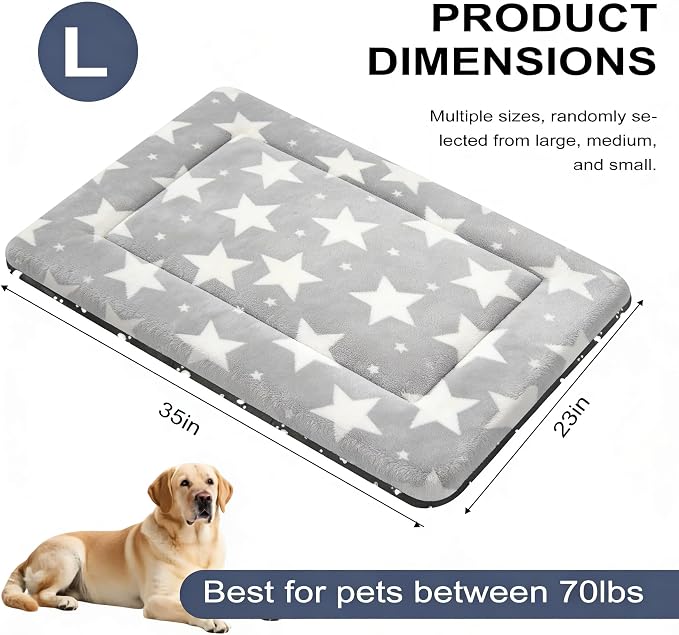 Dog Bed Mat, Reversible Dog Crate Pad with Washable Kennel Mat and Soft Foam, Pet Bed for Dogs & Cats, for Crates Carriers & Travel(Big&Small Stars Grey, 35" L*23" W*1.5" Th) - Image 3