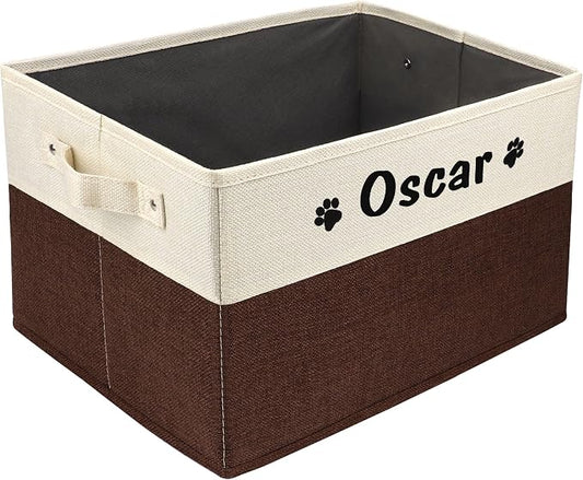 PET ARTIST Personalized Dog Toy Bin, Straight Brown, Unisex, Caddy, Automobiles by PETARTIST