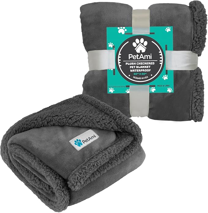 PetAmi Waterproof Dog Blanket for Couch, Pee Proof Fleece Reversible Pet Throw, Furniture Protector for Bed Sofa Kennel, Soft Washable Cover for Small Medium Dog Puppy Cat, 29x40 Dark Grey Sherpa - Image 8