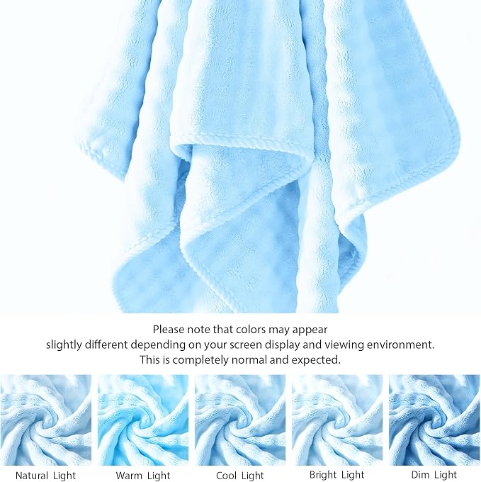 COZYART Lint Free 8 Pcs Bathroom Towel Set Ultra Soft Microfiber Light Blue | Fluffy, Thick, Highly Absorbent, Fast Dry, No Shedding, No Pilling, Fade Resistant, Durable, Long-lasting - Image 6