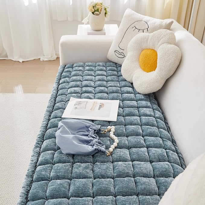 Chenille Couch Cover for Dogs, Quilted Non-Slip Sofa Protector Pad | Soft chenille fabric, PP cotton filling, anti-slip backing, machine washable, for dogs, cats, loveseats and sectional sofas - Image 2