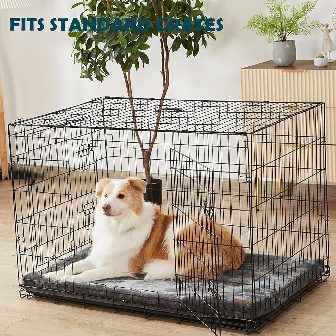 LIORCE Dog Crate Pad - Dog Bed Large Sized Dogs with Removable Washable Cover and Waterproof Lining - XL Memory Foam Pet Bed for Crate - Reversible Kennel Mat (Cool & Warm), 42-inch, Grey - Image 5