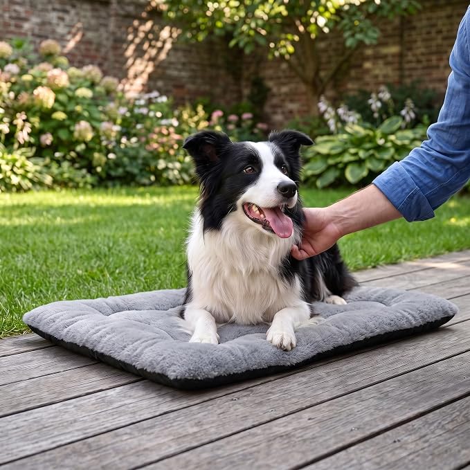 Dog Bed 36" for Metal Crate Pad,Washable Sleeping Mat for Medium/Large Pets | Soft faux rabbit fur, non-slip,machine wash/dry, plush cushioning, for crates, floors & travel, multiple sizes for all breeds - Image 8
