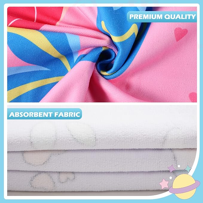 Oudain 6 Pcs Kids Hooded Towel Kids Bath Poncho Towels with Hood Microfiber for Boy Girls Toddler (47 x 24 Inch,Lovely Style) - Image 4