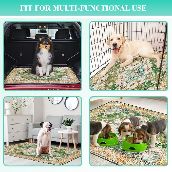 Non-Slip Dog Washable Pee Pad Extra Large 72" x 72", Boho Rusable Pee Pad for Dogs, Pet Training Pad for Playpen Mat, Waterproof Dog Pad Washable for Puppy Playpen, Whelping Pad, Dog Playpen Indoor - Image 6