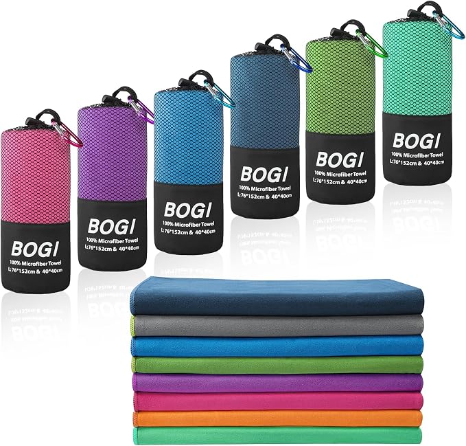 BOGI Microfiber Travel Sports Towel-Quick Dry Towel, Soft Lightweight Microfiber Camping Towel Absorbent Compact Travel Towel for Camping Gym Beach Bath Yoga Swimming Backpacking (M:40''x20''-Nblue) by BOGI