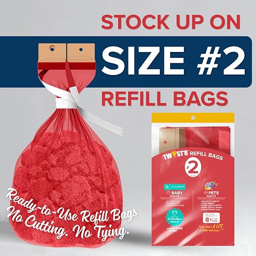 Red Rocket Multi Kitty Twist’R Cat Litter Disposal System, Litter Trash Can | Odor Control, Foot Pedal, Large Capacity, Holds 17 Lbs, Includes 2 Size #2 Odor Blocking Bags, 2 Charcoal Sachets, Scoop - Image 6