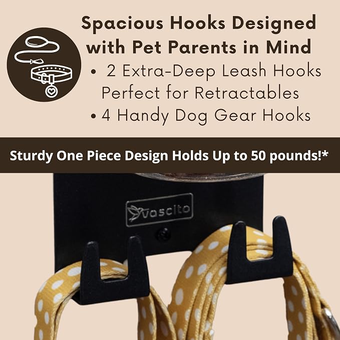 Dog Leash Holder for Wall with Shelf - Wall Mounted Dog Treat Holder & Station, 1 Airtight 16oz Treat Container, 6 Hooks, Patented Lidless Slide-to-Seal Jar, Solid Steel, Made in USA - Image 3