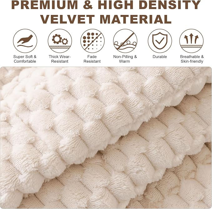OTOB Couch Covers for Dogs Washable Non Slip Pet Couch Cover Protector | Cream, 23.6" x 47.2", Fuzzy Soft Plush, Pet Friendly, All Seasons, Breathable, Modern, Thick Wear-Resistant, Sofa Cover - Image 3