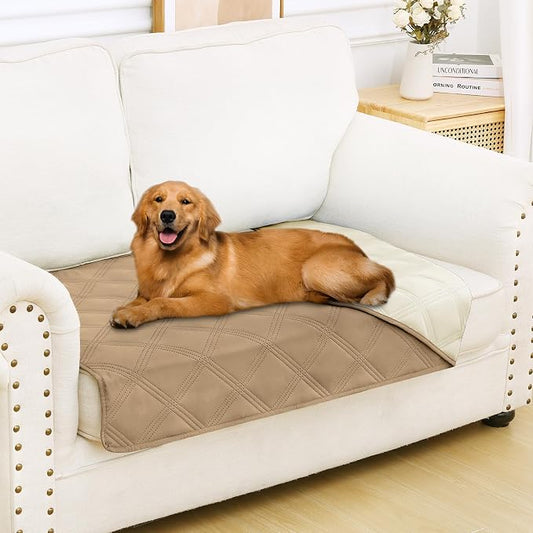 Smiry Waterproof Dog Bed Cover, Reversible Pet Blanket for Sofa Couch | Soft Washable Dog Blanket, Leakproof Couch Cover for Dogs Cats & Furniture Protection, 30x53, Camel/Beige by Smiry