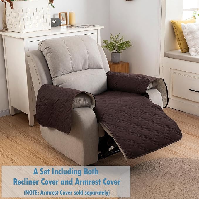 Genina 100% Waterproof Recliner Chair Covers, Anti-Slip Recliner Cover Dog Couch Cover Furniture Protector, Reclining Sofa Slipcover for Pets Dogs, 1 Piece (Chocolate, Recliner) - Image 7