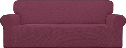 Easy-Going Stretch Couch Covers for Sofa Washable Large ASH Rose | 1-Piece Sofa Covers for 3 Cushion Couch Furniture Protector Couch Slipcover Soft with Bottom for Kids Pets by Easy-Going