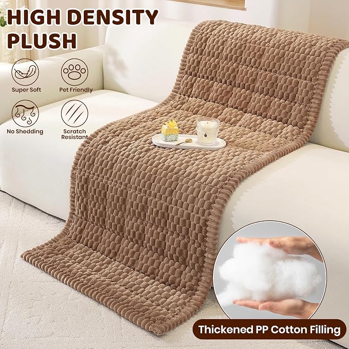 Royhom Couch Cover for Dogs Washable，Non Slip Sofa Protector for Pets | Durable & Easy Care, Soft Furniture Cover for Leather & Fabric Couches Against Claws, Spills & Fur, 27.6x59 Inch, Brown - Image 6