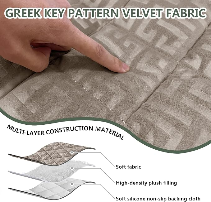 Paw Cart Couch Cover Caravan Quilted Sofa Topper Greek Key Pattern Washable Non Slip Soft Pet Protector for Any Type of Couch (Taupe,W 63“ x D 35” 1 Piece) - Image 5
