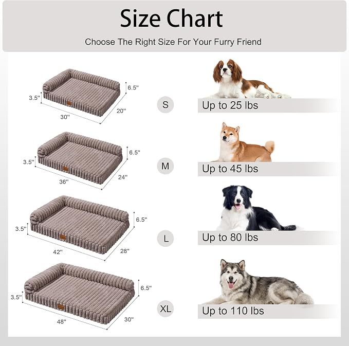Orthopedic Calming Medium Dog Bed Pet Sofa Bed 30''X20'' Taupe | 2-Sided Pet Couch Medium Size Dog, Soft Egg-Crate Foam Dog Mat, Waterproof Removable Washable Cover, Nonskid Bottom Cat Bed - Image 7