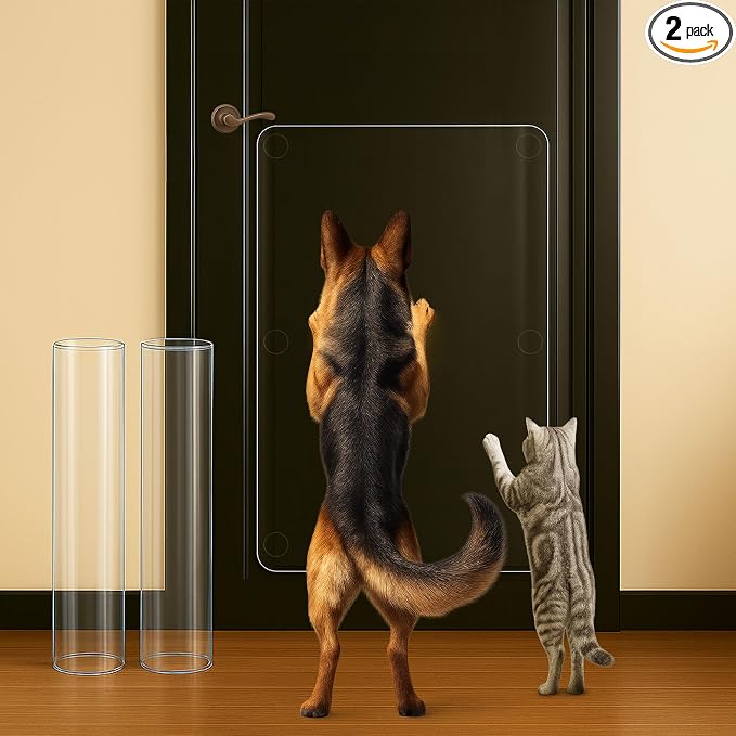Dog Scratch Protectors for Doors 2-Pack 36 x 20’’ Clear Cat Scratching Guard Protection Easy Install on Wall Window Glass Screen & Sliding Doors Furniture Indoor/Outdoor by Lupvar