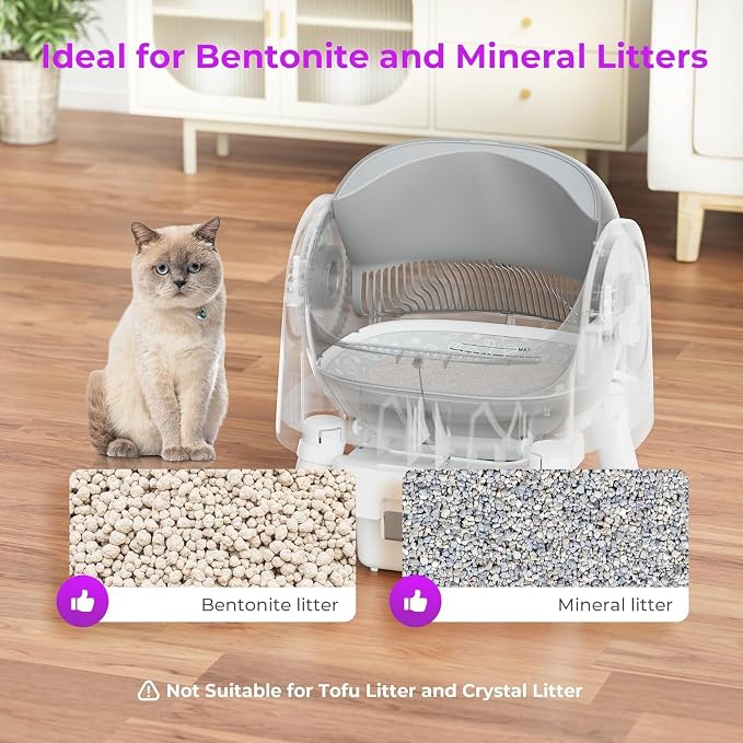 PetPivot Automatic Litter Box for Cats, Open-Top Design with Safety Sensors, Includes Liners and Litter Mat, Suitable for Multi-Cat Homes, Grey - Image 5